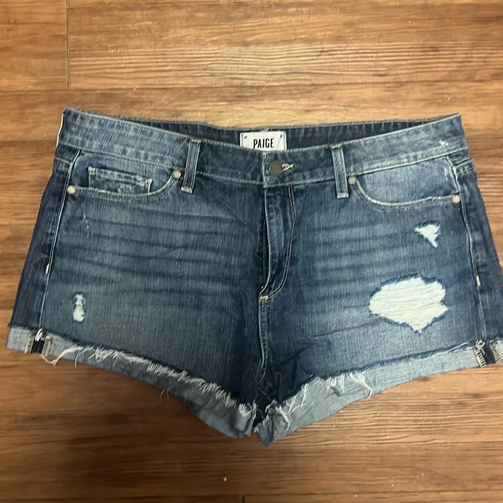 Worn twice! PAIGE Distressed Denim Shorts Size 31!